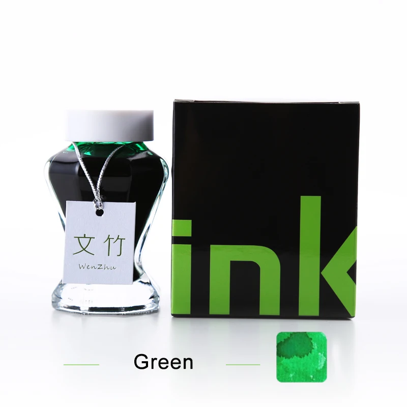 1 шт. большая емкость 50 мл стеклянная чернильная Бутылка Для авторучки 9 цветов на выбор хорошие неуглеродистые цветные чернила школьные принадлежности - Цвет: green