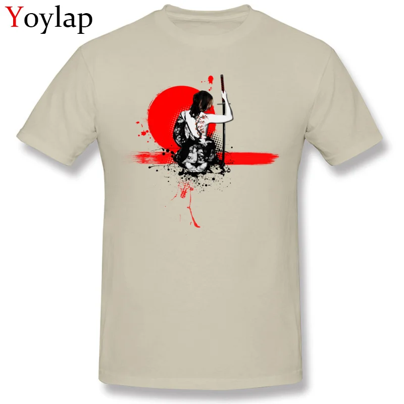 Hot Sale Design Short Sleeve Tops T Shirt Trash PolkaFemale Samurai Summer Fall O Neck Pure Cotton Men's T-shirts Design Clothing Shirt beige