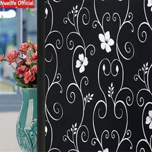 Withe цветочный узор черная Электростатическая стеклянная пленка гостиная детская комната спальня ванная комната солнцезащитный экран окно конфиденциальности дверь пленка