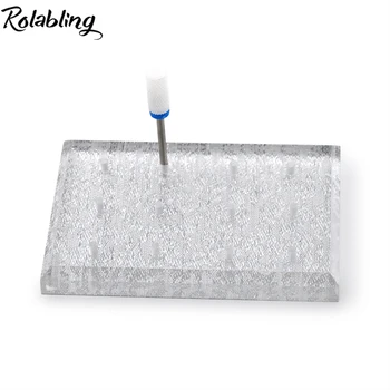 

Rolabling 12 Holes Nail Drill Bits Holder 1PC Acrylic Transparent Color Exhibition Stand Display Manicure Tools