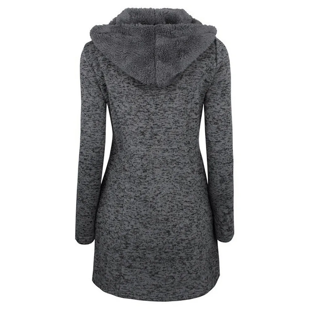 Женская зимняя одежда, модное толстое теплое пальто на пуговицах, тонкая куртка с капюшоном, 2XL