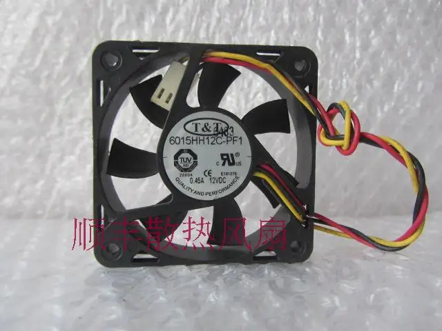 

Original T&T 6015 DC12V 0.45A 6015HH12C-PF1 three wire cooling fan