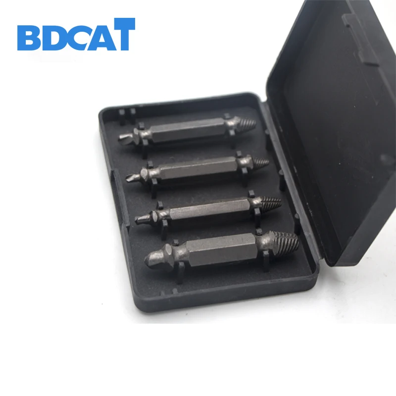 

BDCAT Broken Bolt Remover Easy Out Home Tools 4pcs/set Screw Extractor Drill Bits Guide Set Woodworking tool with plastic box