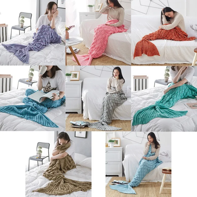 

Big Mermaid Tail Blanket and Mermaid Tail Blanket Crochet Thick Adult/Children