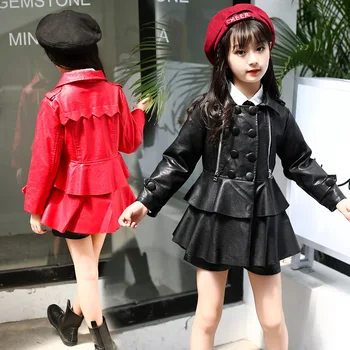 

2017 New Autumn Breasted Leather Fashion Western Style Girls Pu Coat