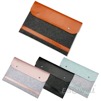 

Eagwell Universal Woolen Felt PU Leather Laptop Sleeve Bag Pouch For 11" 13" 15" Laptop Notebook Bag For Macbook air 11