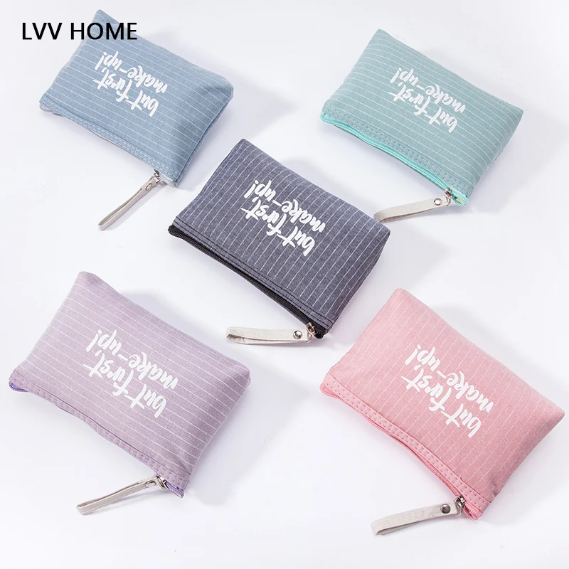 

LVV HOME Letter Printed Travel Makeup Bag/Lady Candy Color Canvas Cosmetic Bag Women Zipper Make up pouch Coin Purse