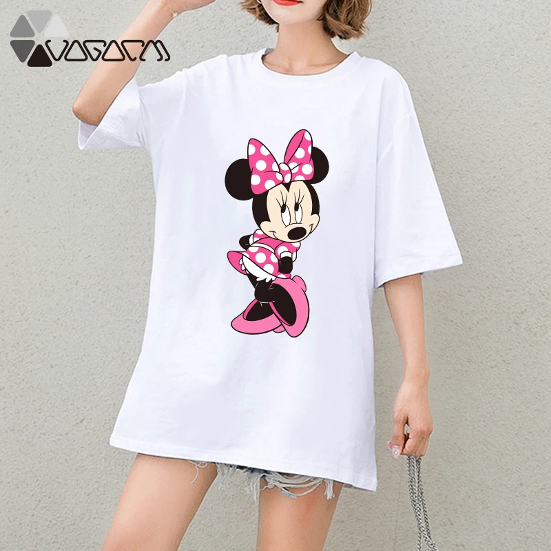 

Summer Clothes For Women Minnie Mickey Mouse Tops Tee Short Sleeve Black Fashion Loose Cartoon Plus Size T Shirts Casual Tshirts