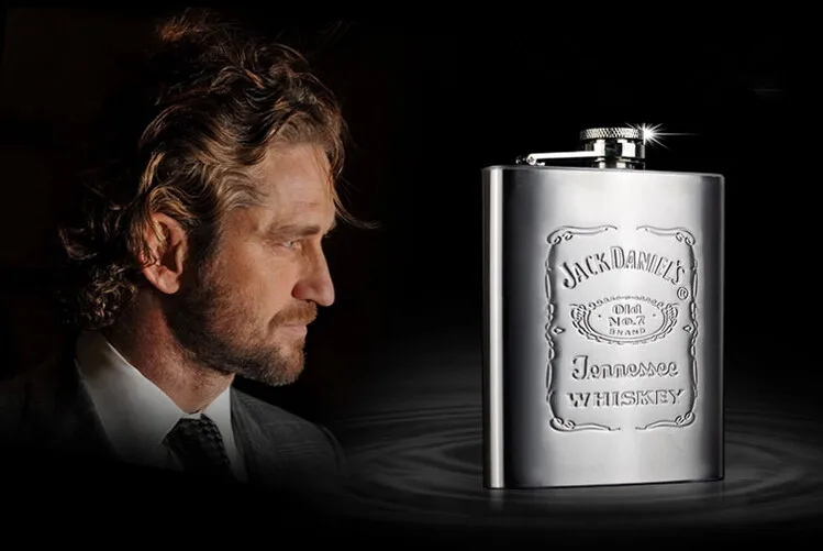 

2PCS/LOT High Quality Outdoor Portable Stainless Steel 7oz with Graved Letters Hip Flask Wine Pot Flagon with Funnel