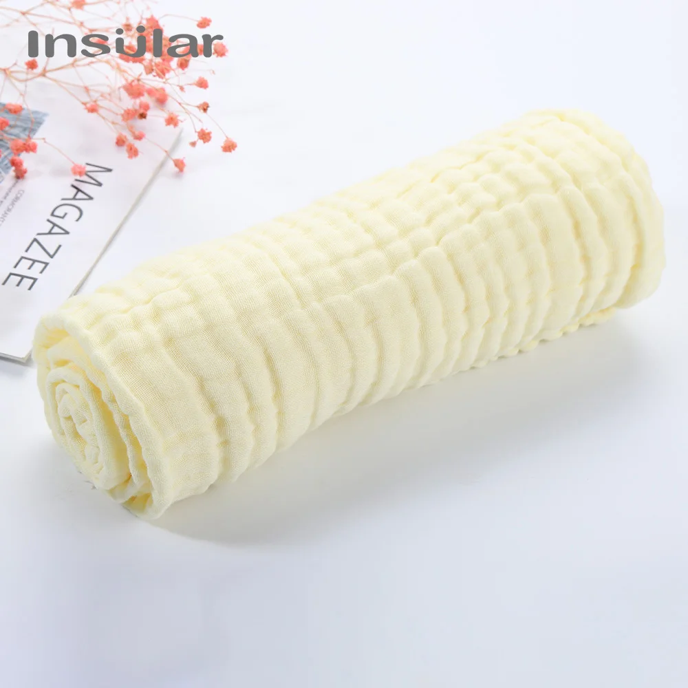Yellow 110*110 см хлопковое детское муслиновое Пеленальное Одеяло для новорожденных, Детское покрывало для кровати, одеяло, 6 слоев, детское хлопковое муслиновое одеяло - Цвет: Yellow