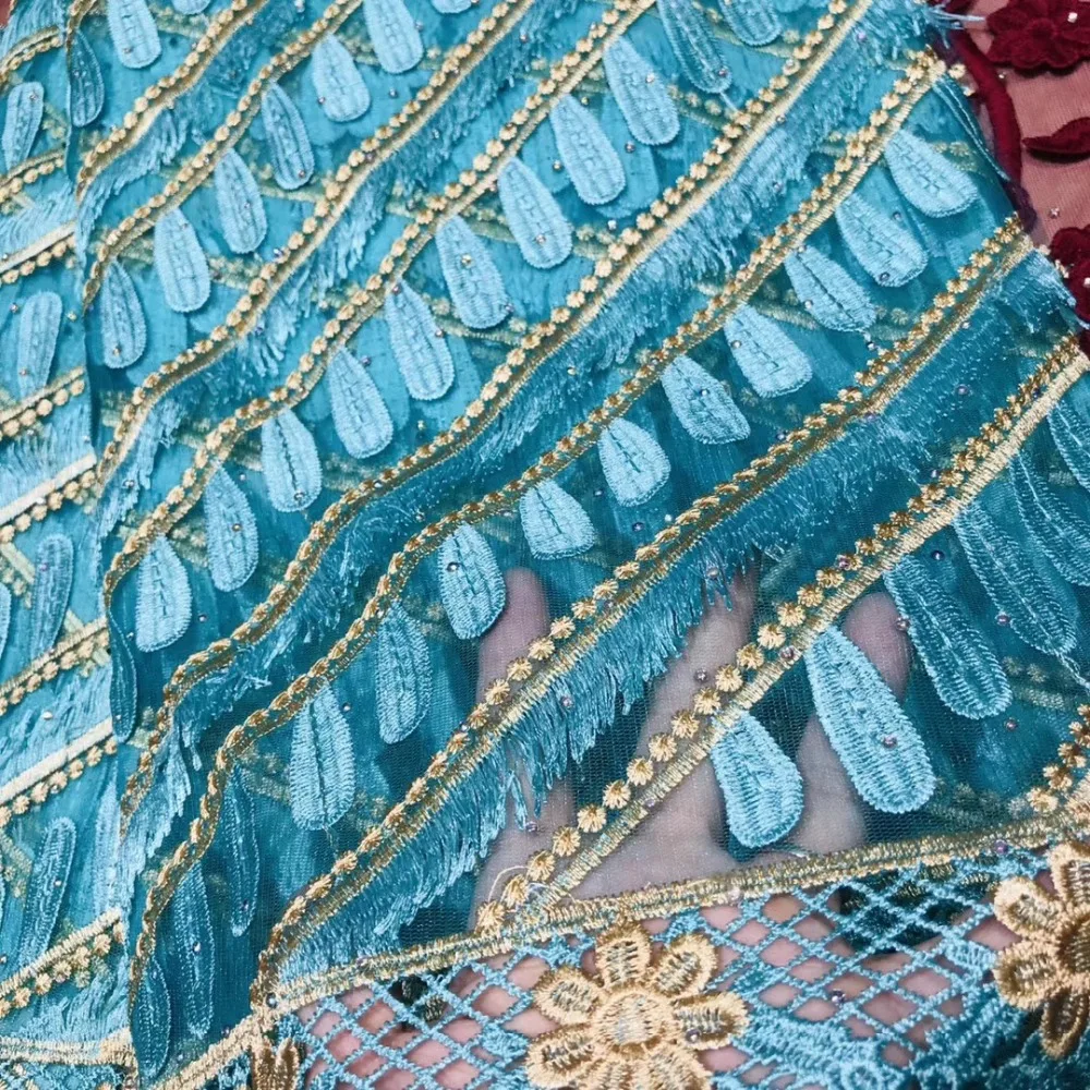 Ван де кант ван де Франс кант Ван Африка met stenen Nigeria nieuwe hoogwaardige Frans tule droge stof feest jurk