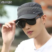 SILOQIN, Мужская кепка, летняя, сетчатая, дышащая, военные шапки, Спортивная, ультра тонкая, модная, повседневная, регулируемый размер, бейсболка, плоская кепка для мужчин