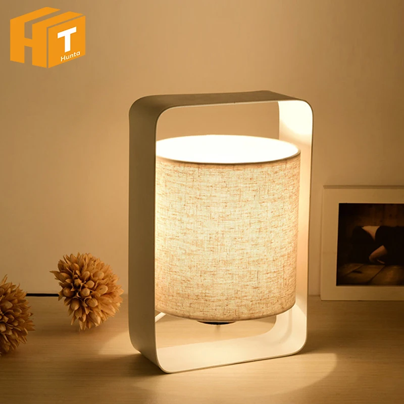 

Nordic Table Lamps for Bedroom Bedside LED American Modern Fabric Shade Desk Light for Living Room Study E27 Decor Lighting