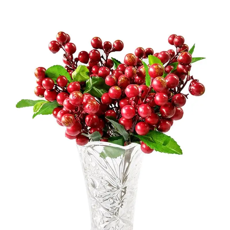 Искусственный реалистичный ягоды поддельные миниатюрные ягоды моделирование декоративное фруктовые Растения Орнамент красочный цветок - Цвет: Красный