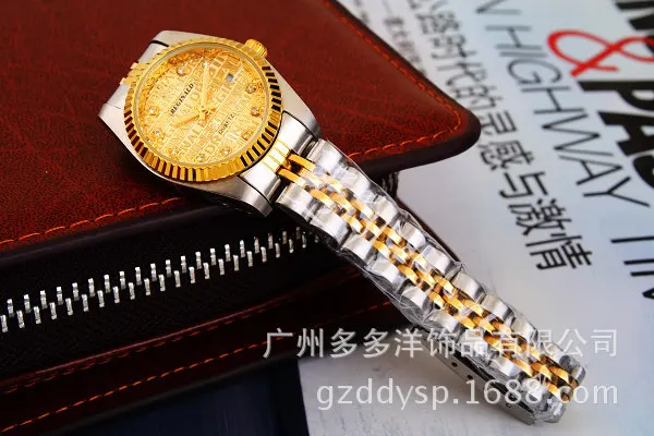 HK модный бренд Crown кварц женщина мужчина любовника Роскошные золотые Сталь часы Продажа с завода-изготовителя Япония движение наручные