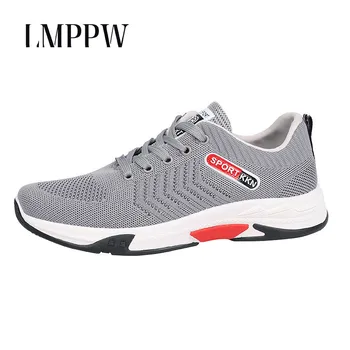 

2020 Summer Men's Running Sports Shoes Mesh Breathable Lace Up Sneakers for Men Shoes Outdoor Lightweight Men Casual Shoes Gray