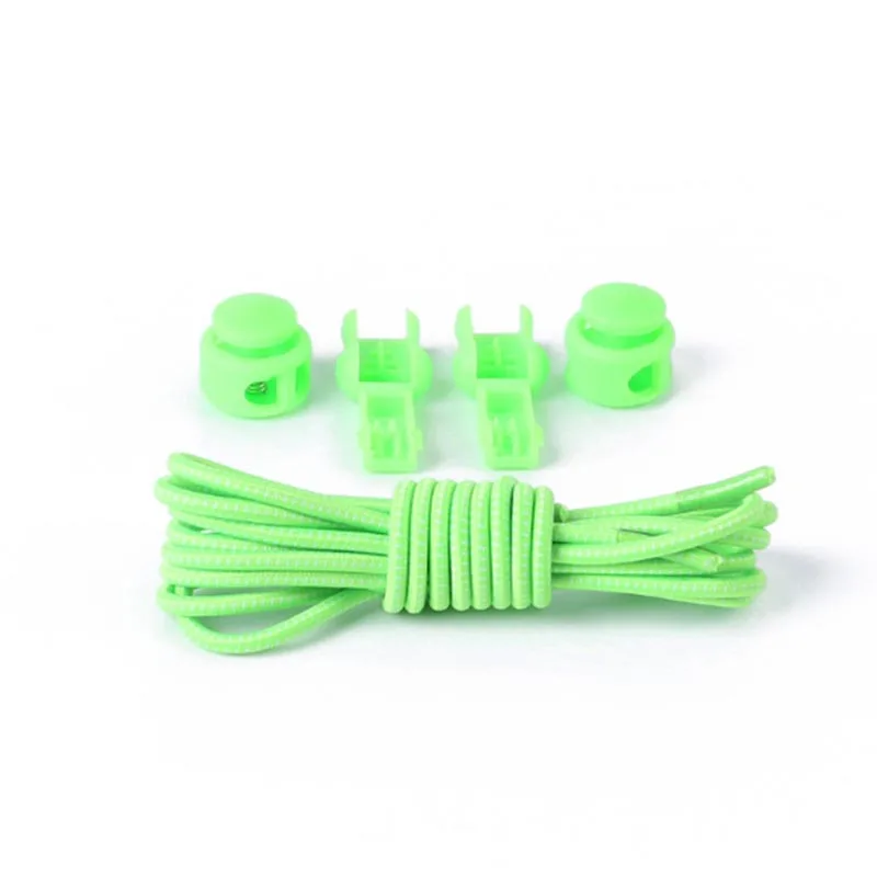 Растягивающийся замок кружева 12 цветов пара фиксирующий башмак шнурки эластичные шнурки для кроссовок шнурки для бега/триатлона - Цвет: Зеленый