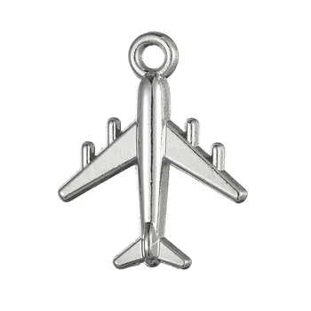 

My shape Tibetan Silvery and Gold Color Airplane Aircraft Floating Charms DIY Plane Fighter Biker Mens Pendants Wholesale 20pcs