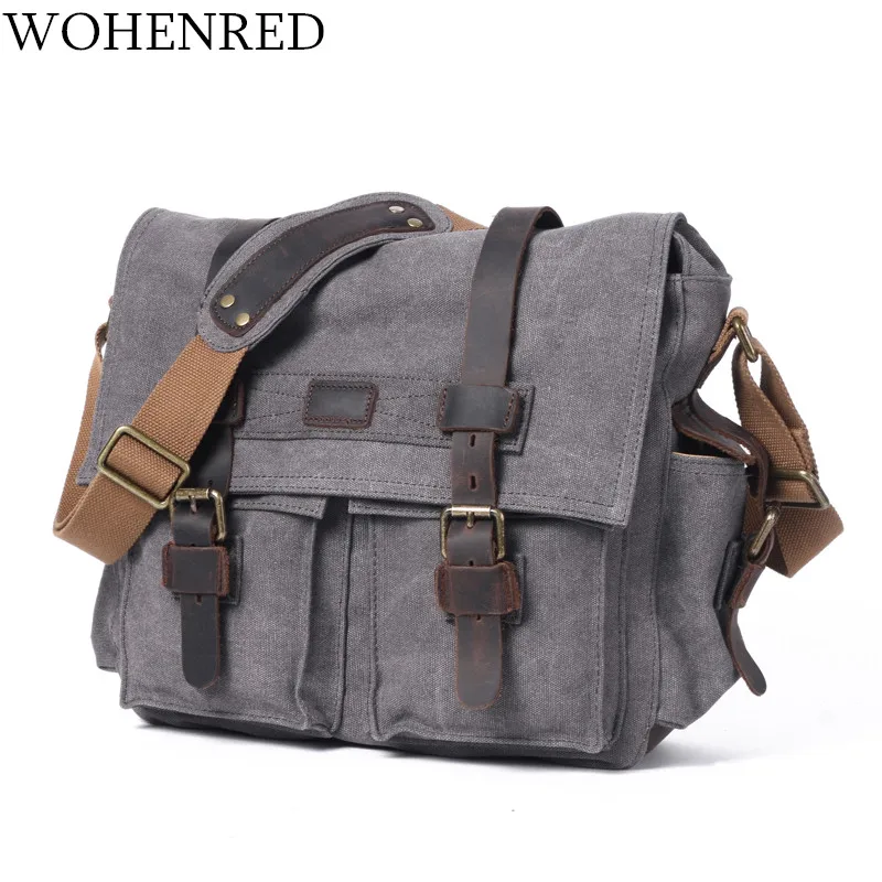 Large Leather Messenger Bag Men Laptop Shoulder Vintage Brown Crossbody Satchel