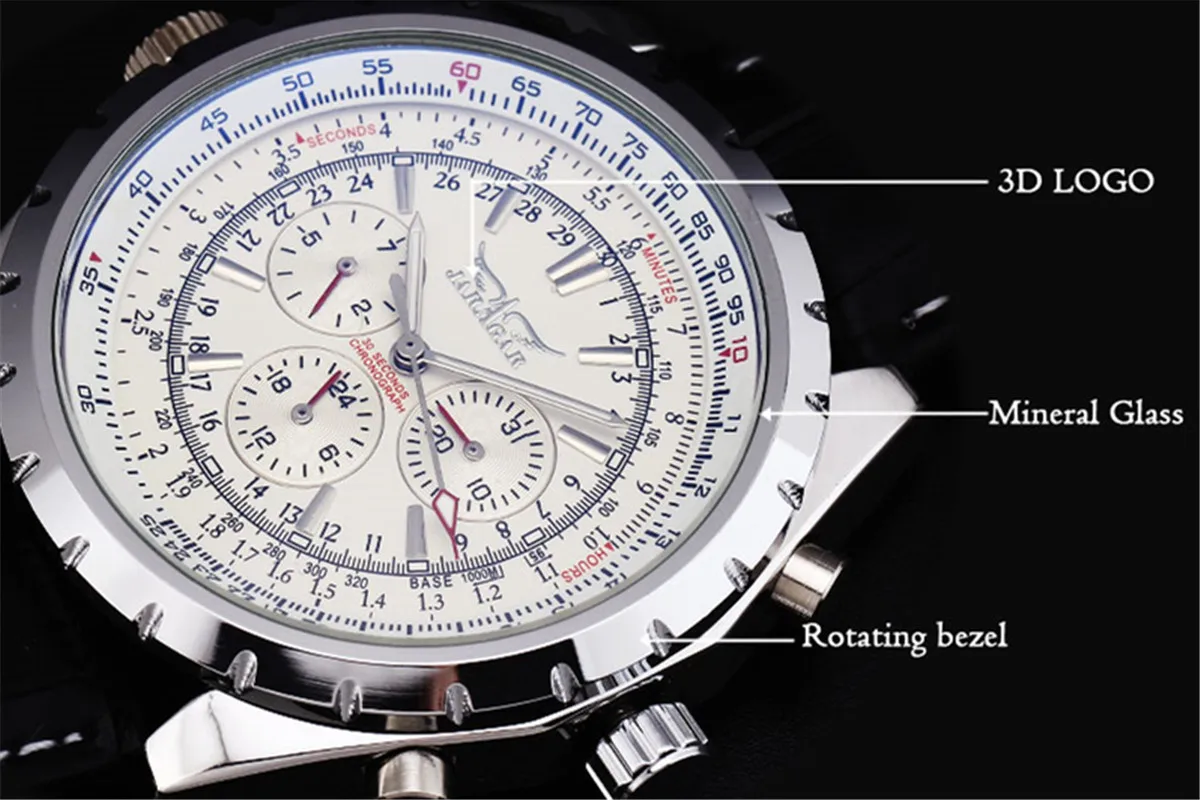Мужские наручные часы JARAGAR модные роскошные механические со стеклом с покрытием