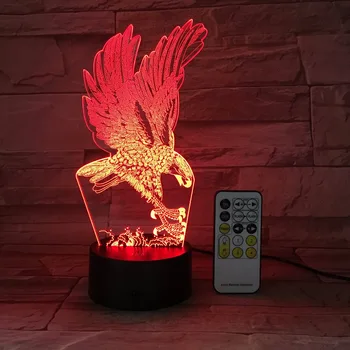 

Eagle Remote or Touch Switch Control 3D Night light Baby LED light Creat Desk Lamp 7 Colored lights Atmosphere Bedroom Light