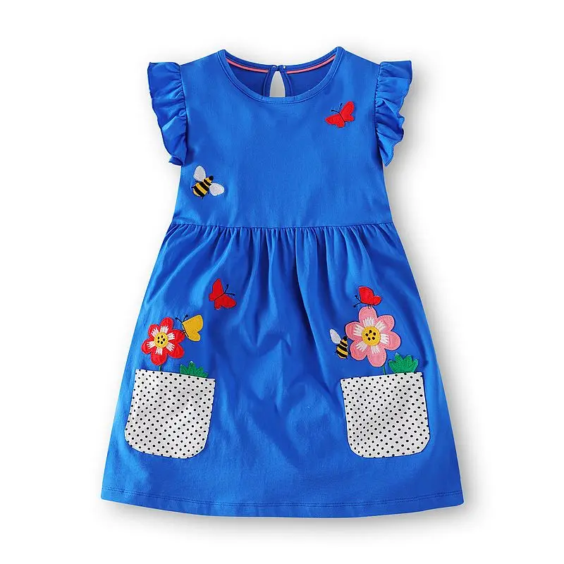 Jumping Meter Vestidos/платье принцессы; костюм для девочек; одежда для детей; Летние Платья с цветочным рисунком для маленьких девочек; одежда для малышей