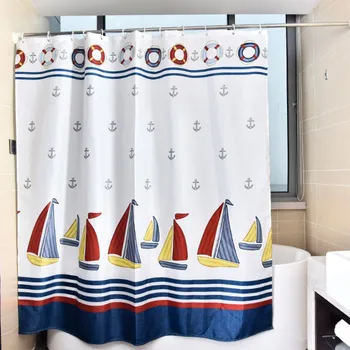 

Bathroom Shower Curtain Waterproof Mildew Bathroom Shower Curtain Large Sailboat Pattern With Lead Hammer Bathroom Supplies