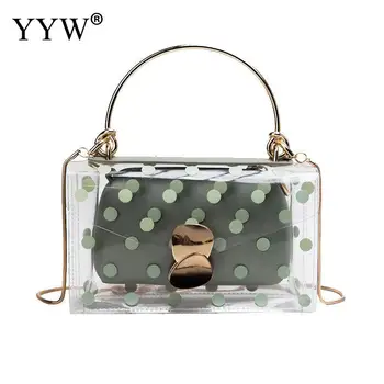 

PVC Jelly Bag Handbag Personality Crossbody Bags With Chain Two Piece Dot Transparent Hand Bag Women'S Casual Ladies Girl Tote