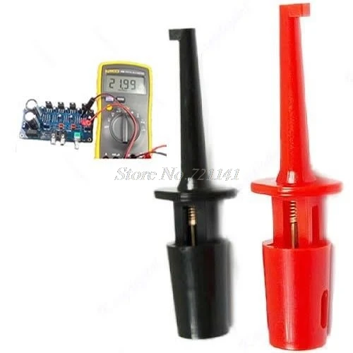 

New 1 Pair Single Hook Clip Test Probe Mini Grabber For Multimeter