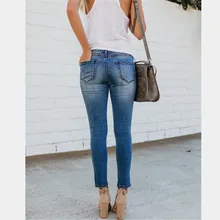Новые летние эластичные женские джинсы с высокой талией, повседневные джинсы с дырками, женские джинсы в стиле ретро, женские узкие джинсы