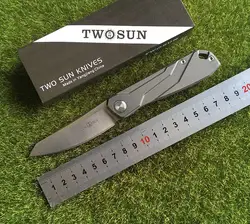 Два солнца TS07 Флиппер мяч brearing складной нож D2 лезвие titanium Кемпинг huntin карман Открытый Выжить Кухонные Ножи EDC инструмент
