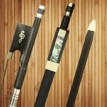 

Pro new light carbon fiber 4/4 violin bow nickel silver parts white black hair