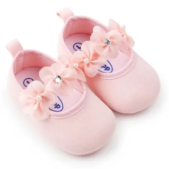 

ETOSELL Newborn Baby Girl Shoes Brand,Flower Bow Toddler Infant Fabric Baby Booties Little Girl Baby Walker First Shoe