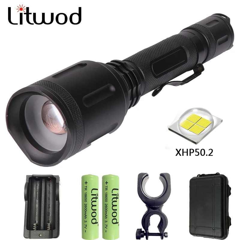 

Litwod Z201262 Tactical LED flashlight torch 2654lm XLamp XHP50.2 Aluminum alloy Zoomable defense Lantern For Camping hunting