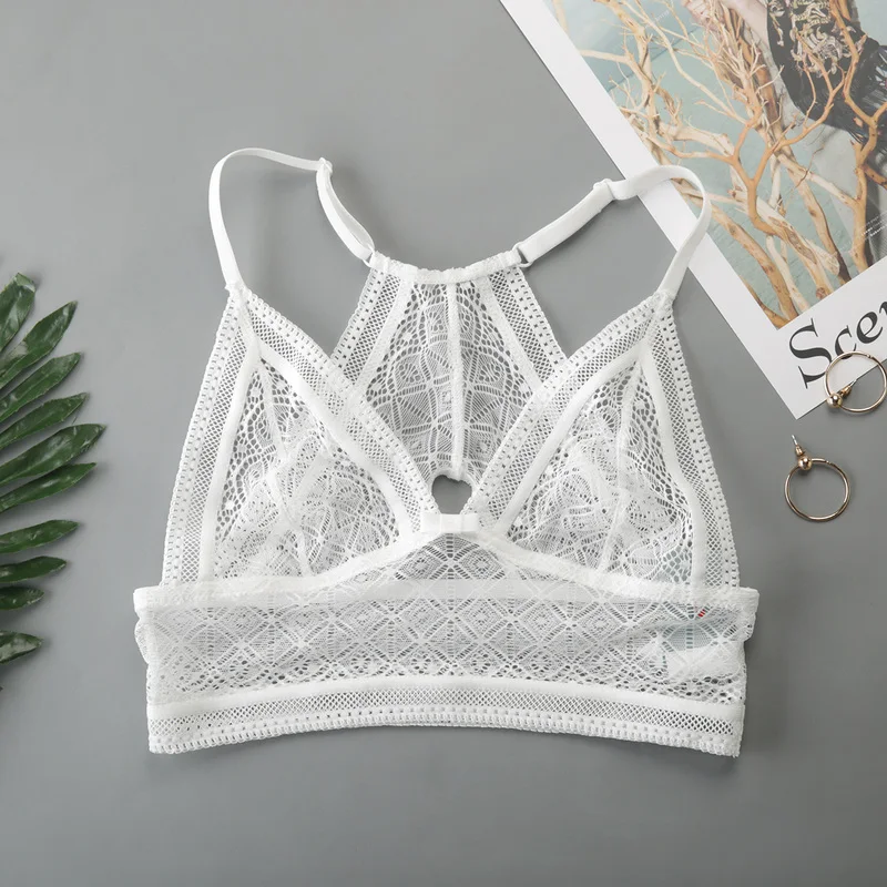 Woman sexy Bra Underwear Female Fashion font b slim b font patchwork lace transparent hollow out