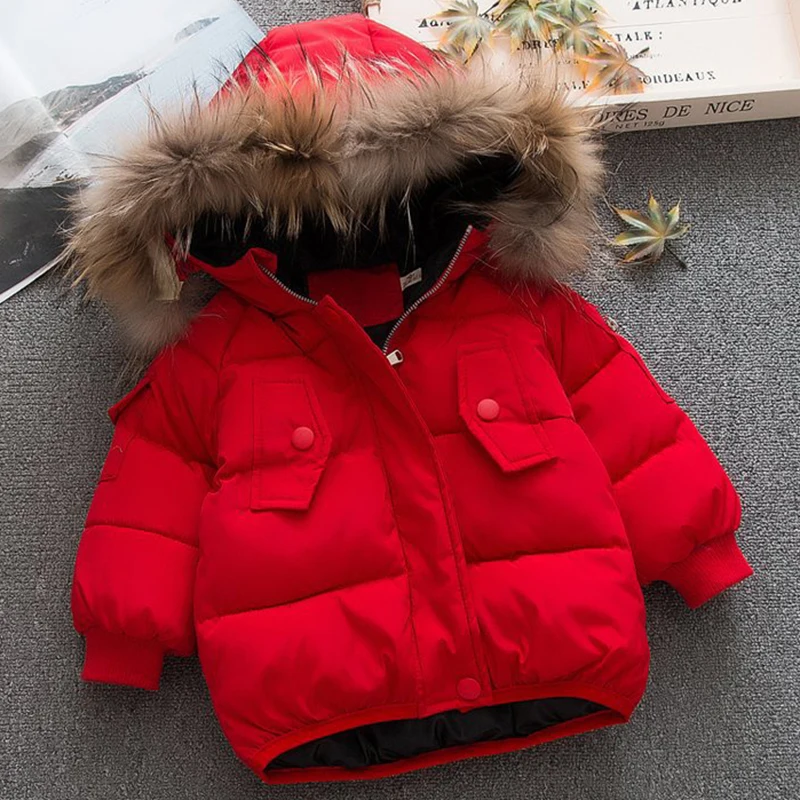 

2018 autumn winter baby girls down coat & jacket children outerwear hooded fashion kids children's child girl fur hooded winter