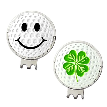 

PINMEI Embossied Golf Ball Mark Hat Clip Gift Sets 2pcs 3D White Golf Markers 2pcs Silver Color Cap Clips in Organza Bag Packing