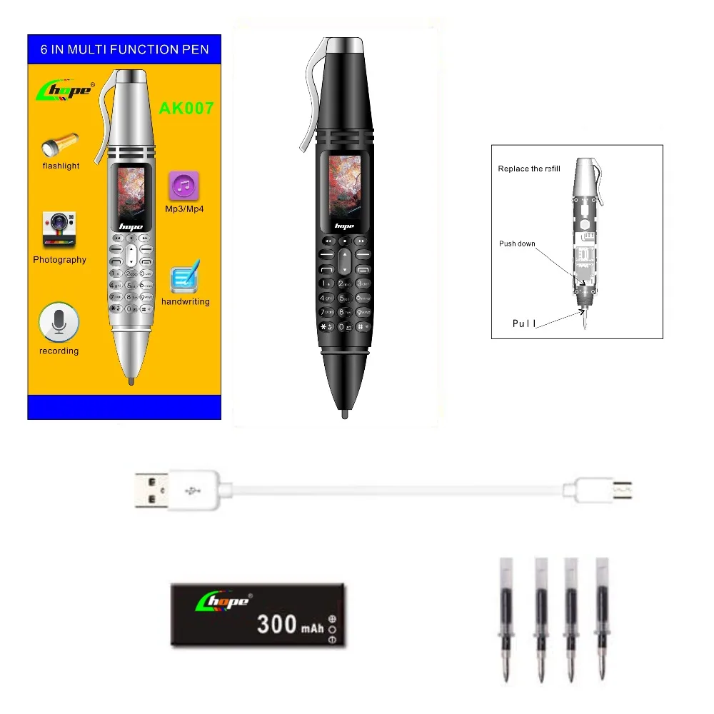 Mafam AK007 ручка мини мобильный телефон 0,9" крошечный экран GSM двойная SIM камера Фонарик Bluetooth Dialer мобильные телефоны с записью