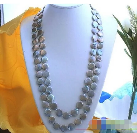 

LONG 48" 11MM ROUND GRAY FRESHWATER PEARL NECKLACE p554 ^^^@^Noble style Natural Fine jewe FREE SHIPPING