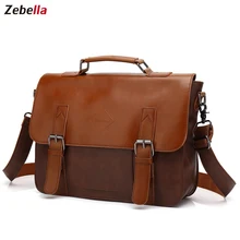 Zebella, винтажные мужские деловые портфели из искусственной кожи, коричневые мужские сумки-мессенджеры для ноутбука, классический портфель, Мужская офисная Сумка, Новинка