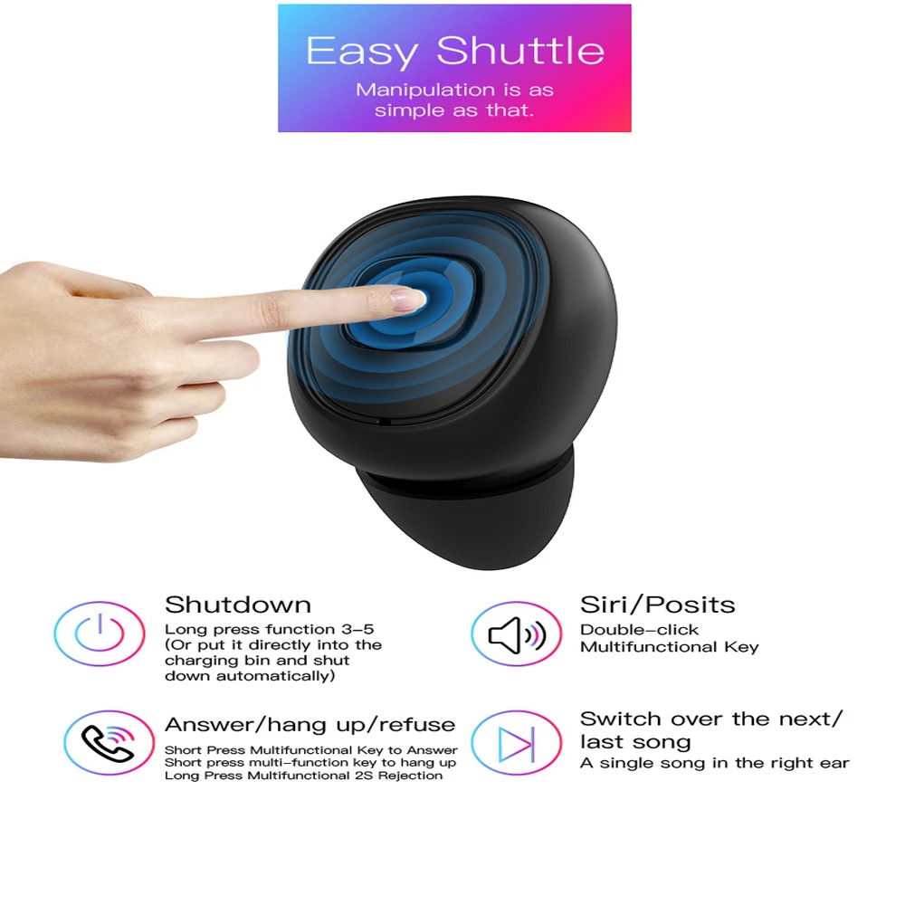 Беспроводные Bluetooth 5 0 наушники TWS 3D стерео активное шумоподавление спортивные с