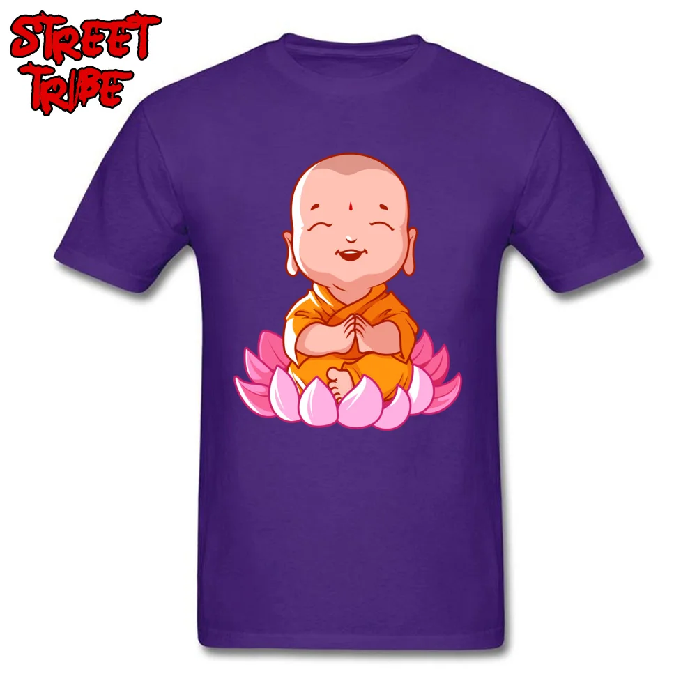 Design cartoon buddhism buddha T Shirt Oversized Summer Autumn Short Sleeve O-Neck Tees 100% Cotton Men Normal Tee Shirt cartoon buddhism buddha purple