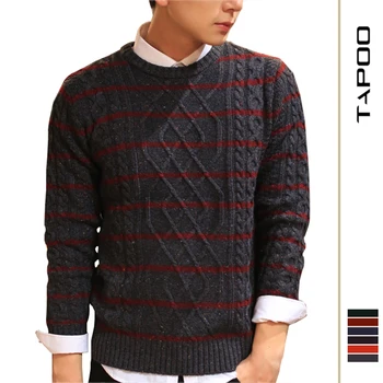

Autumn new men's striped sweater round neck straight student knit shirt Elasticity Slim multi-color bottoming shirt