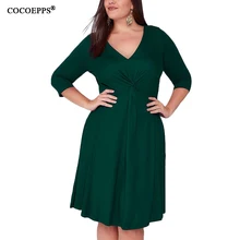 4XL 5XL зима осень плюс размер платья Повседневная Женская одежда большого размера офисное платье Зеленый сексуальный глубокий v-образный вырез большие размеры вечерние платья