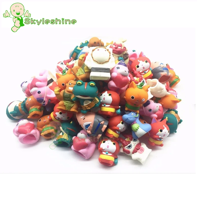 

Skyleshine 100pcs/Lot Japanese Cartoon Yokai Watch Ultraman Man Action Figure Kids Toy Mini Capsule Toy S1270