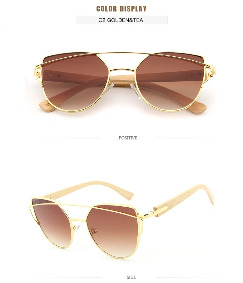 HDCRAFTER bamboo солнцезащитные очки для женщин Кошачий глаз очки сплав деревянная оправа модные зеркальные солнцезащитные очки для женщин бренд дизайнер uv400