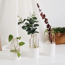 Сушеная Цветочная ваза гидропонный керамический цветочный горшок суккулентный горшок для помещений настольный декор с железной полкой домашние вечерние украшения Ваза