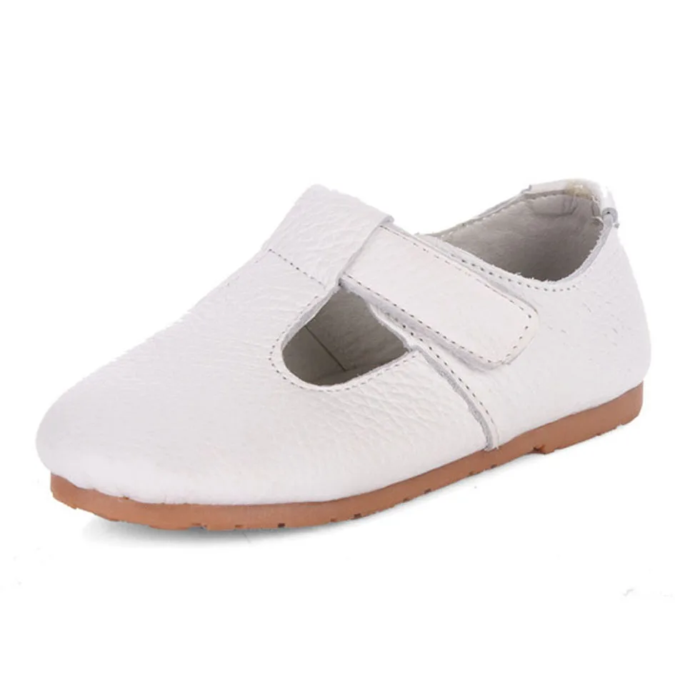 2017 Genuine Leather Baby First Walkers T Strap Toddlers Girls Casual