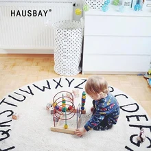 120 см круглый детский игровой коврик с буквами Tapete Infantil игровой коврик меховой коврик хлопок детские игры коврики для игр ковер для детей BK005