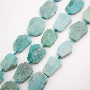 

Full strand Natural Amazonite Freeform Slab Beads Drilled Charms,Amazon Stones Slice Loose Beads Crafts Necklace DIY Bracaelet